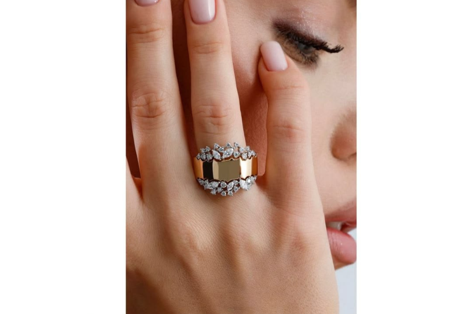 Modern Double Band Diamond Ring